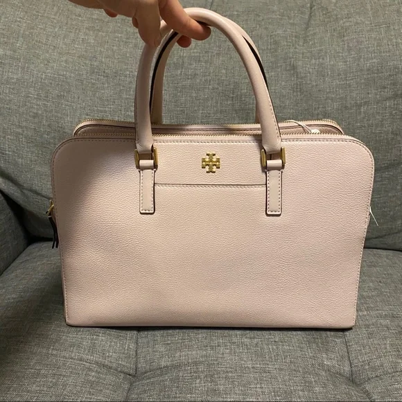 Tory Burch Georgia Double Zip Pebbled shell pink